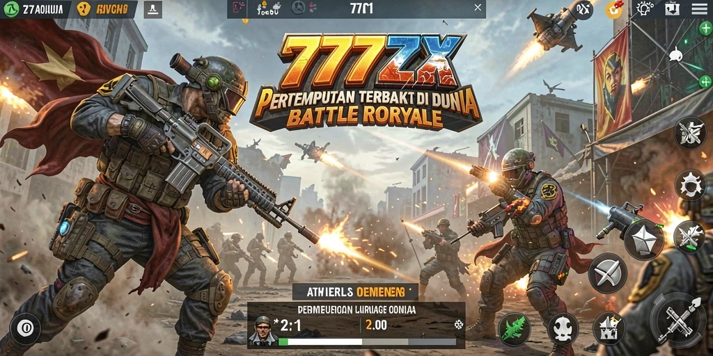 Tampilan gameplay intens dari 777ZX di medan pertempuran.