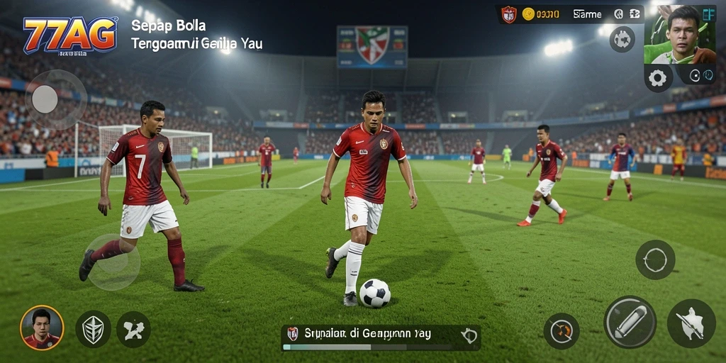 Gambaran utama gameplay 77AG dalam aksi sepak bola.