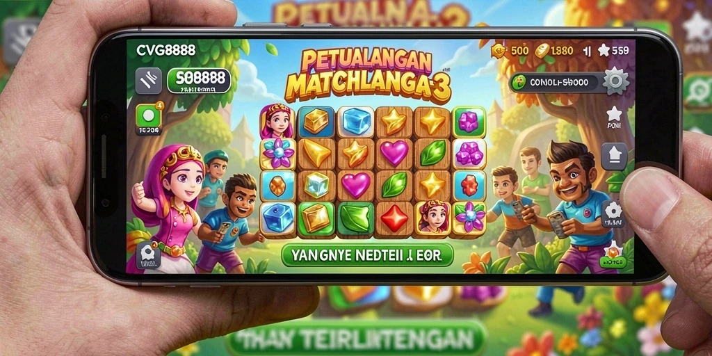 Tampilan gameplay seru dalam CVG8888 yang penuh warna dan menantang.