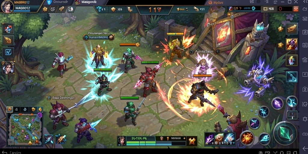 Screenshot utama menunjukkan aksi seru dalam pertarungan MMORPG.