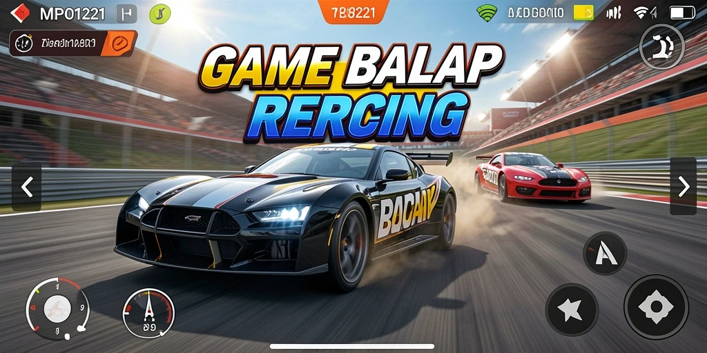 Screenshot gameplay MPO1221 dengan aksi balap yang mendebarkan.