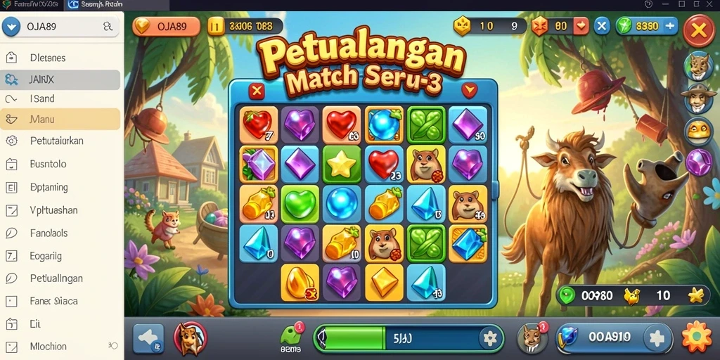 Screenshot OJA89 menampilkan gameplay Match-3 yang penuh warna dan menarik.