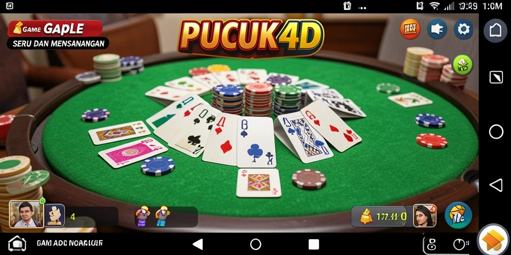 Screenshot utama PUCUK4D menunjukkan gameplay Gaple yang seru dan interaktif.