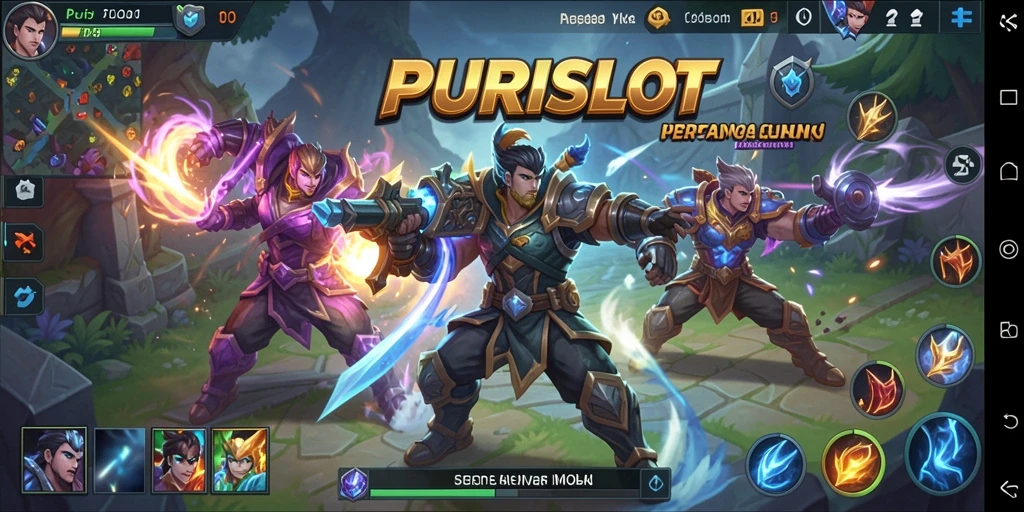 Screenshot gameplay PURISLOT menampilkan aksi seru di arena MOBA.