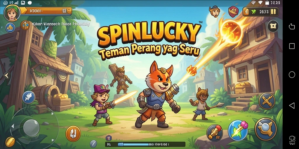 Tampilan gameplay SPINLUCKY yang mendebarkan dalam aksi pertempuran TPS.