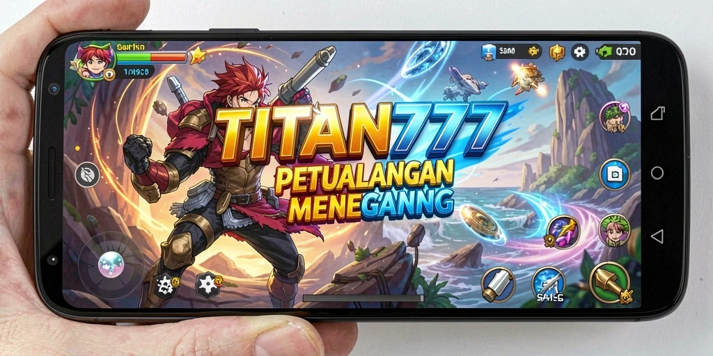 Tampilan gameplay TITAN777 dengan karakter anime yang dinamis.