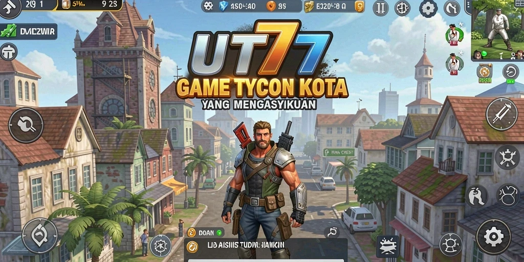 Tampilan gameplay UT77 yang menampilkan pembangunan kota yang menarik.